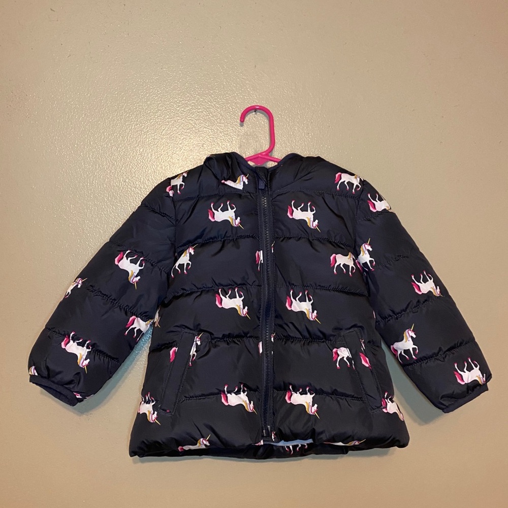 Old Navy Girls 2T Unicorn Puffer Jacket
